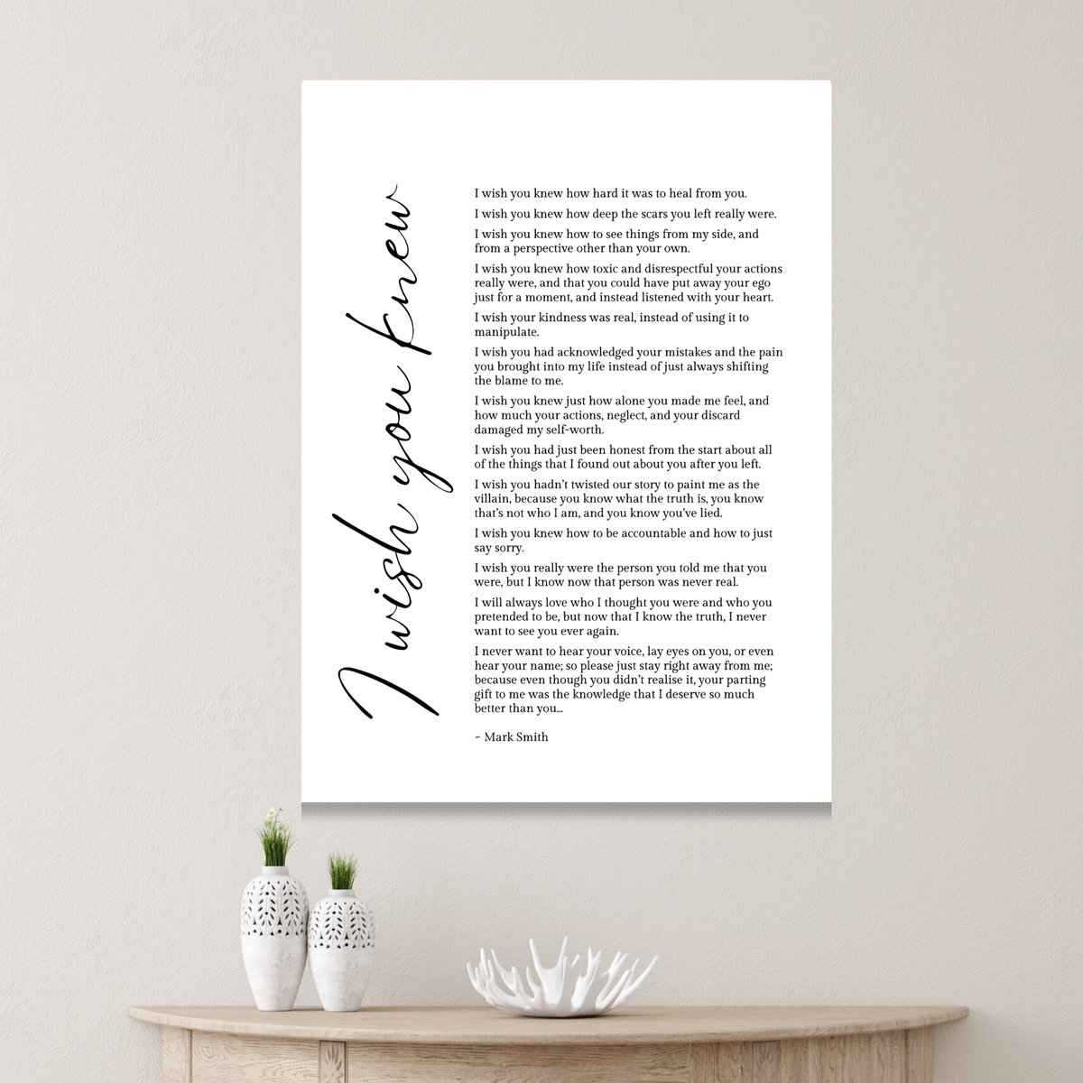 I Wish You Knew Canvas Wall Art Print
