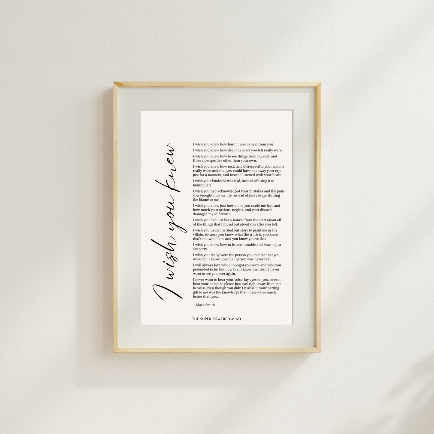 I Wish You Knew (Beige) Wall Art Print