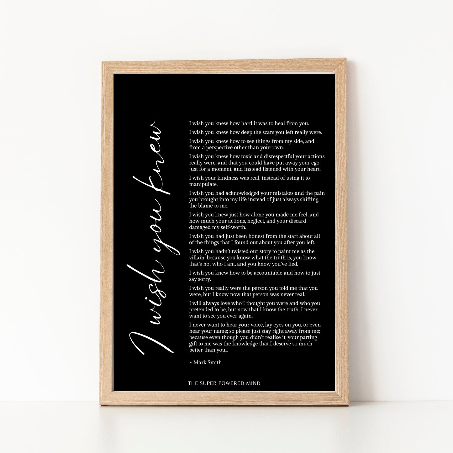 I Wish You Knew (Black) Wall Art Print