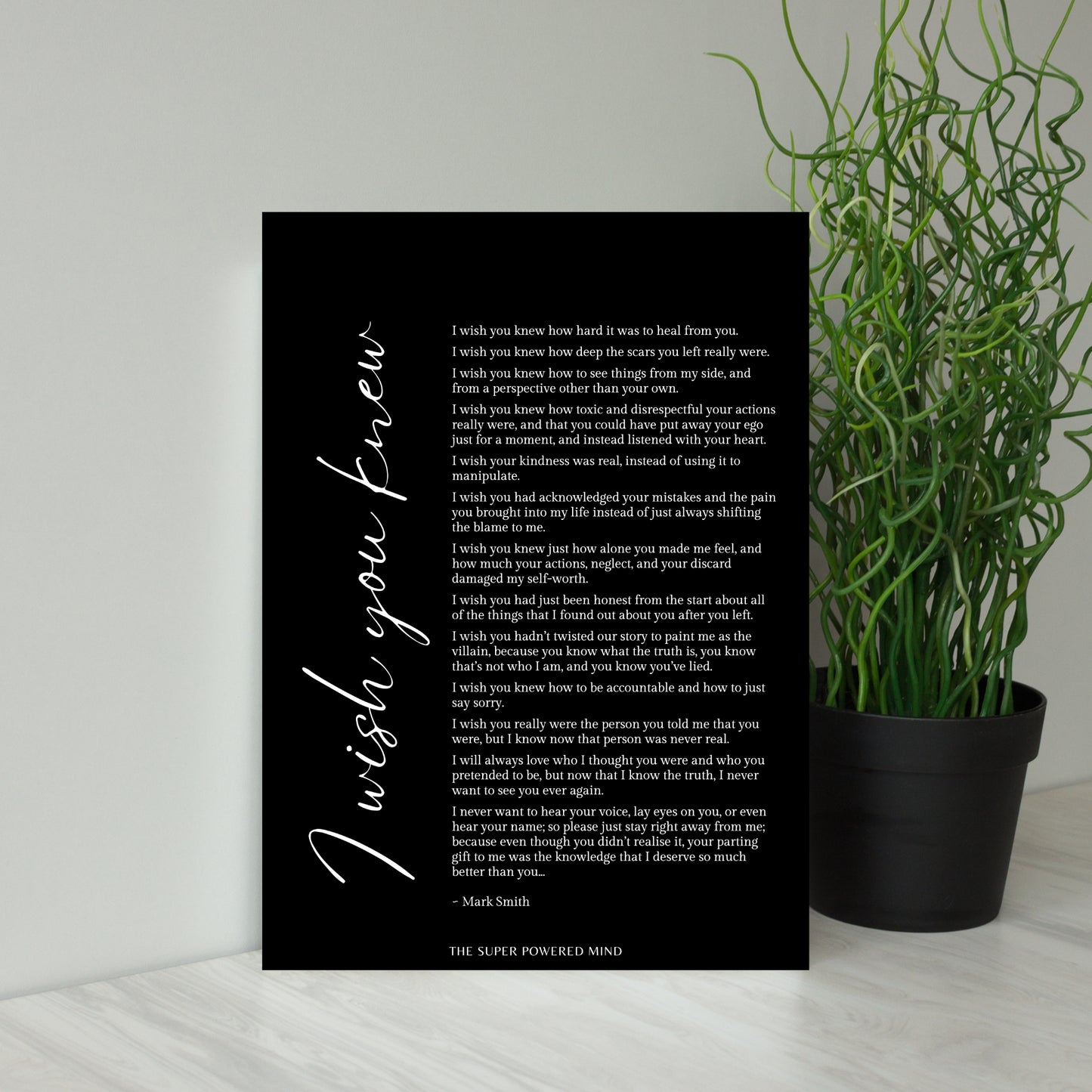 I Wish You Knew (Black) Wall Art Print