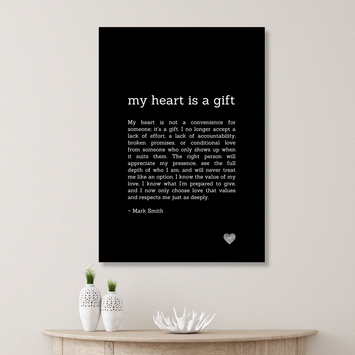 My Heart Is A Gift Affirmation Canvas Wall Art Print