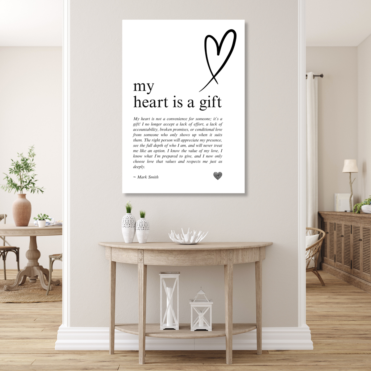 My Heart Is A Gift Affirmation Canvas Wall Art Print