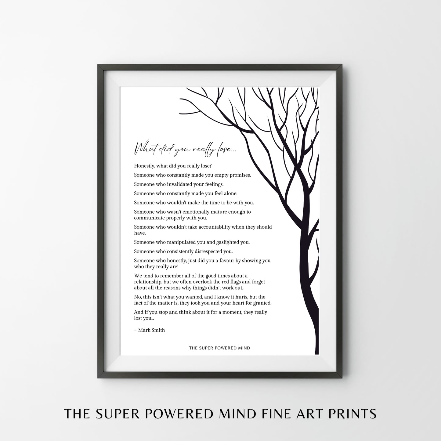 What Did You Really Lose (White) Wall Art Print