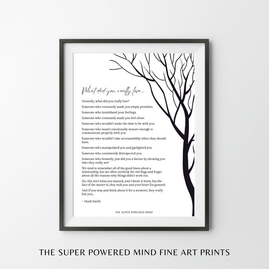 What Did You Really Lose (White) Wall Art Print