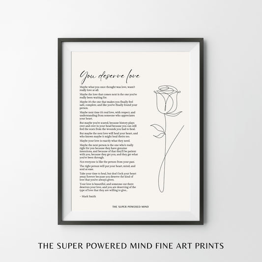 You Deserve Love (Beige) Wall Art Print