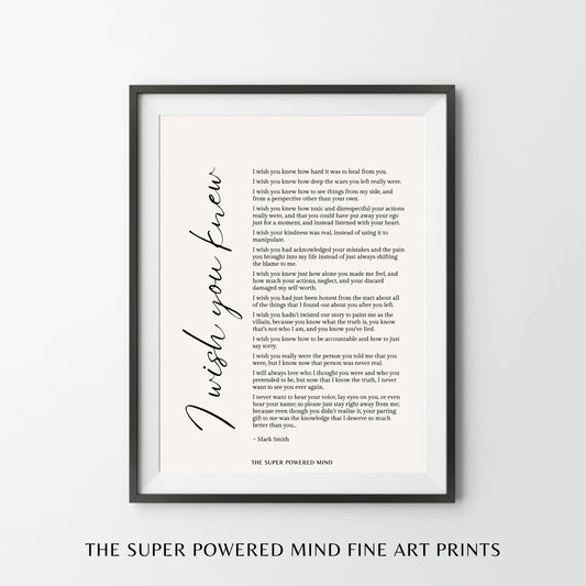 I Wish You Knew (Beige) Wall Art Print