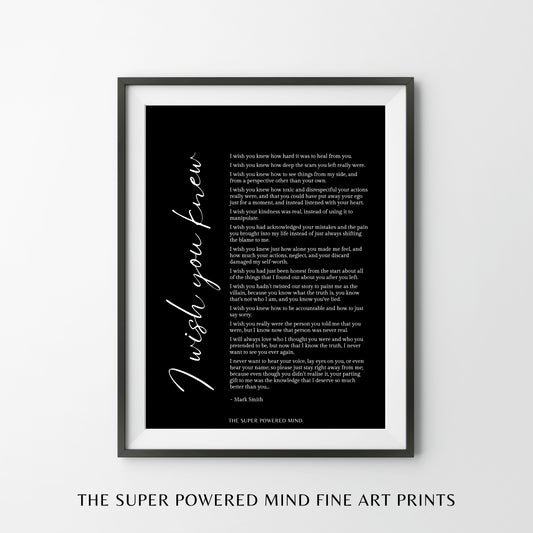 I Wish You Knew (Black) Wall Art Print