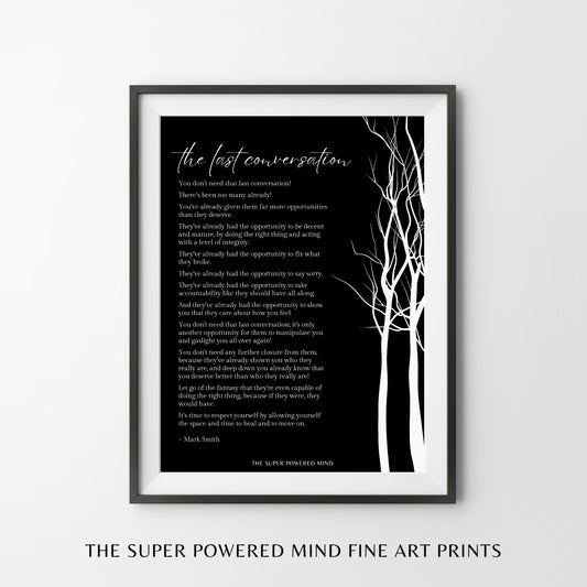 The Last Conversation (Black) Wall Art Print
