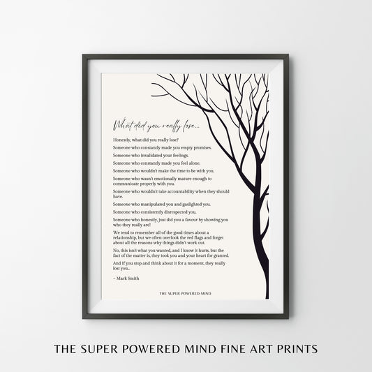 What Did You Really Lose (Beige) Wall Art Print