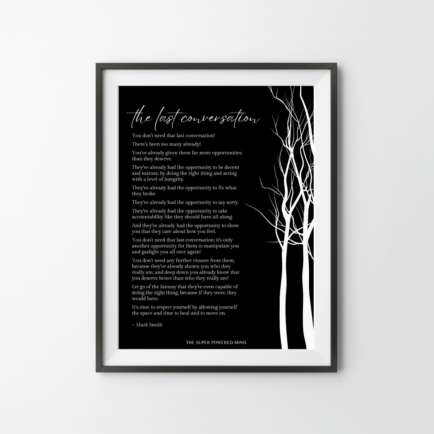The Last Conversation (Black) Wall Art Print
