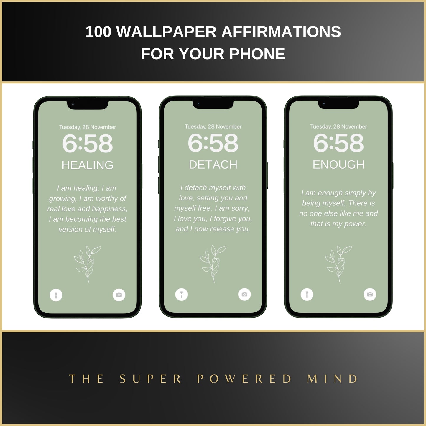 100 Affirmations Wallpapers For Your Phone - Sage Green Edition