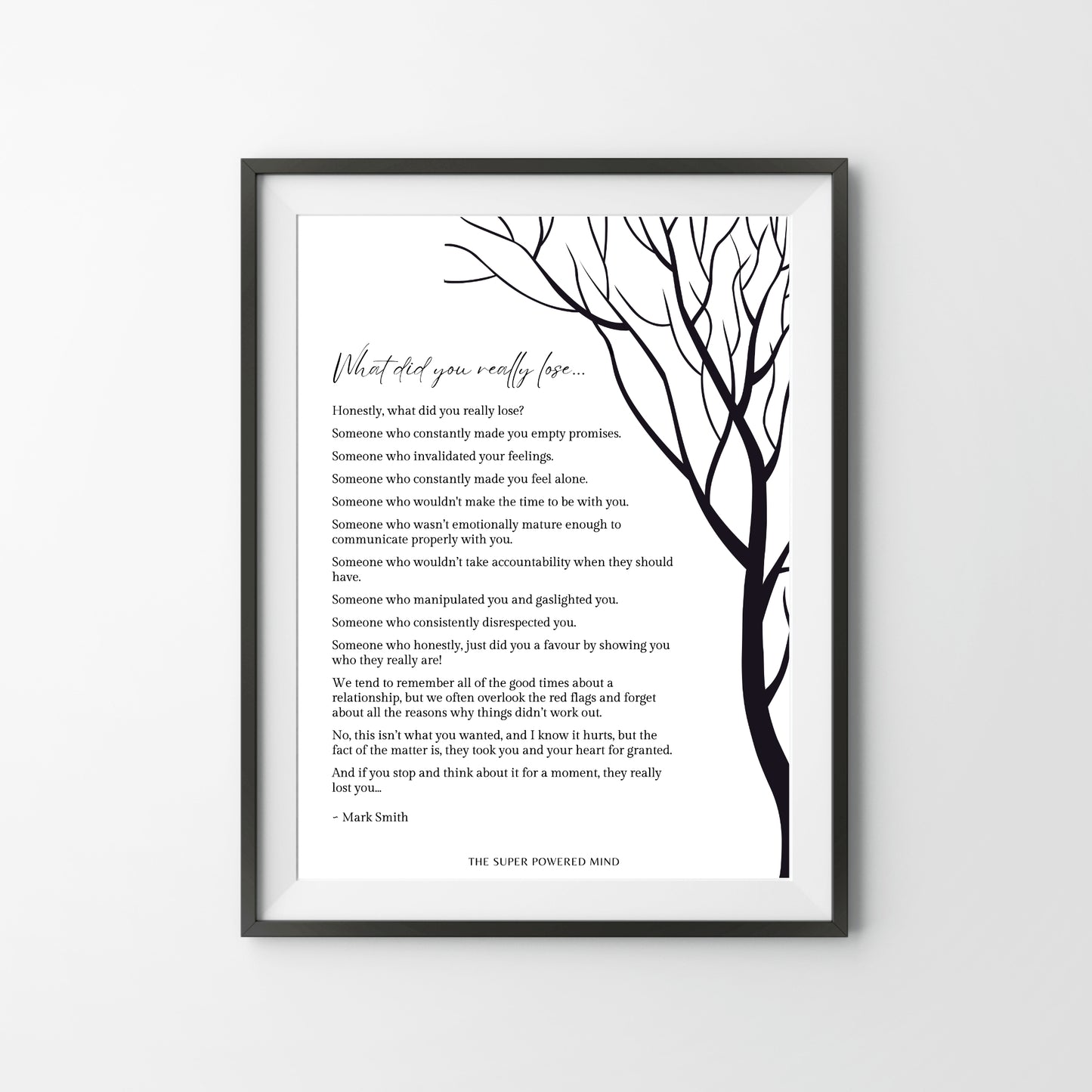 What Did You Really Lose (White) Wall Art Print