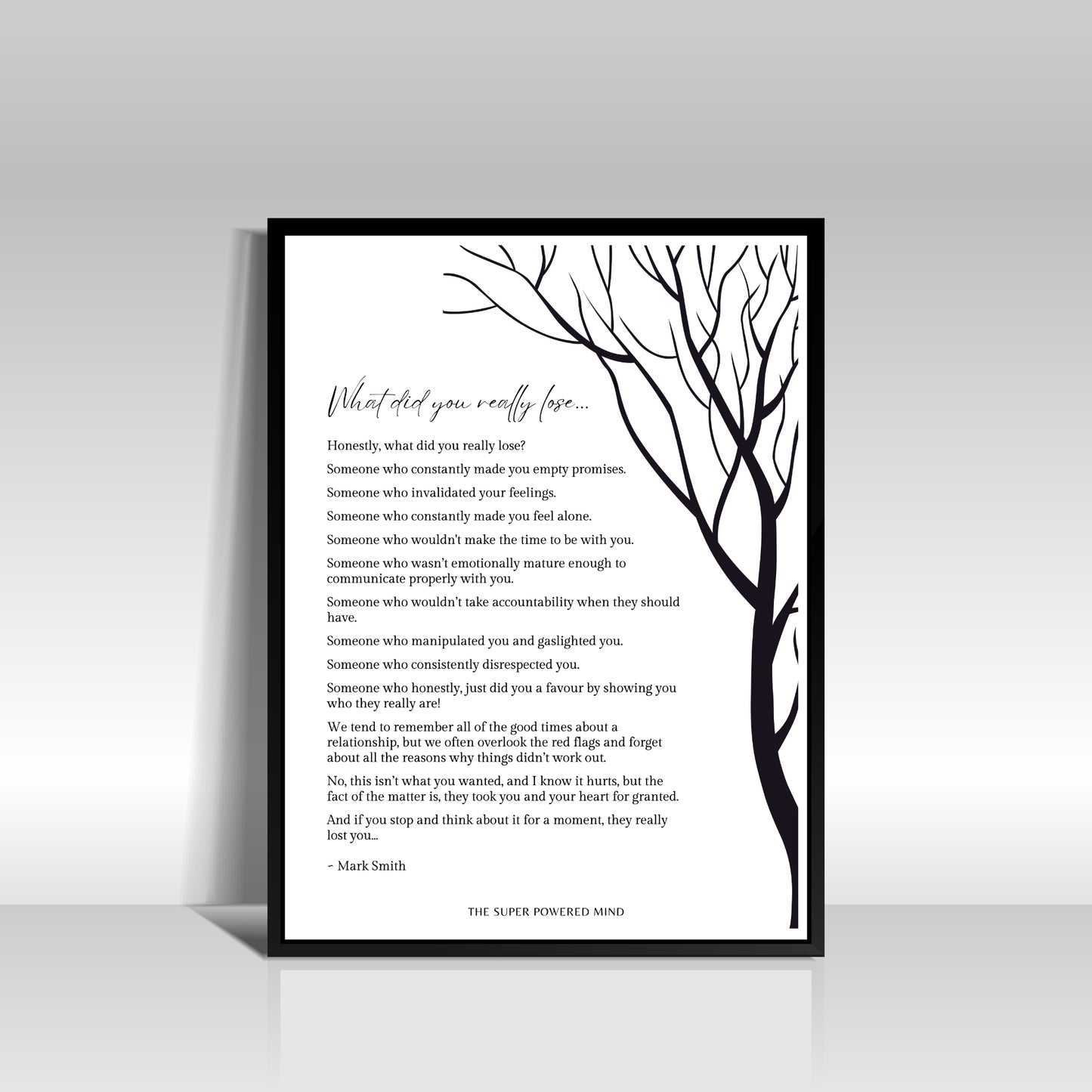 What Did You Really Lose (White) Wall Art Print