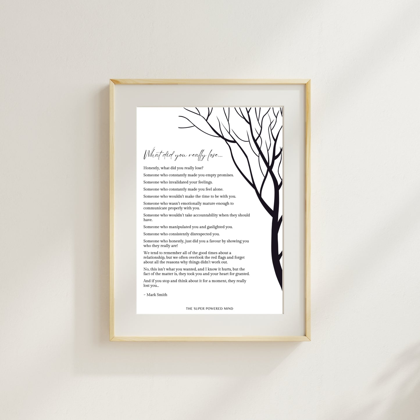What Did You Really Lose (White) Wall Art Print