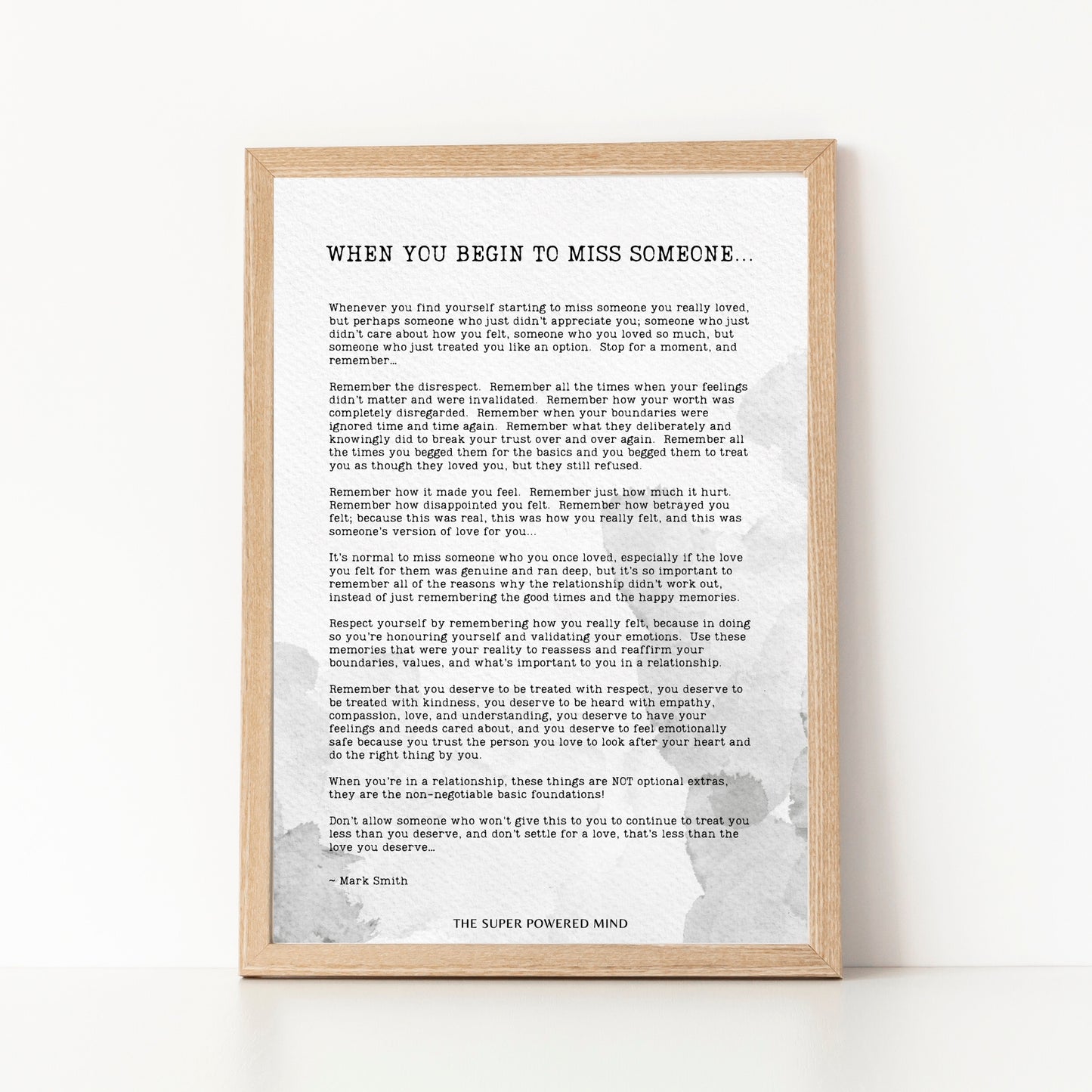 When You Begin To Miss Someone Wall Art Print