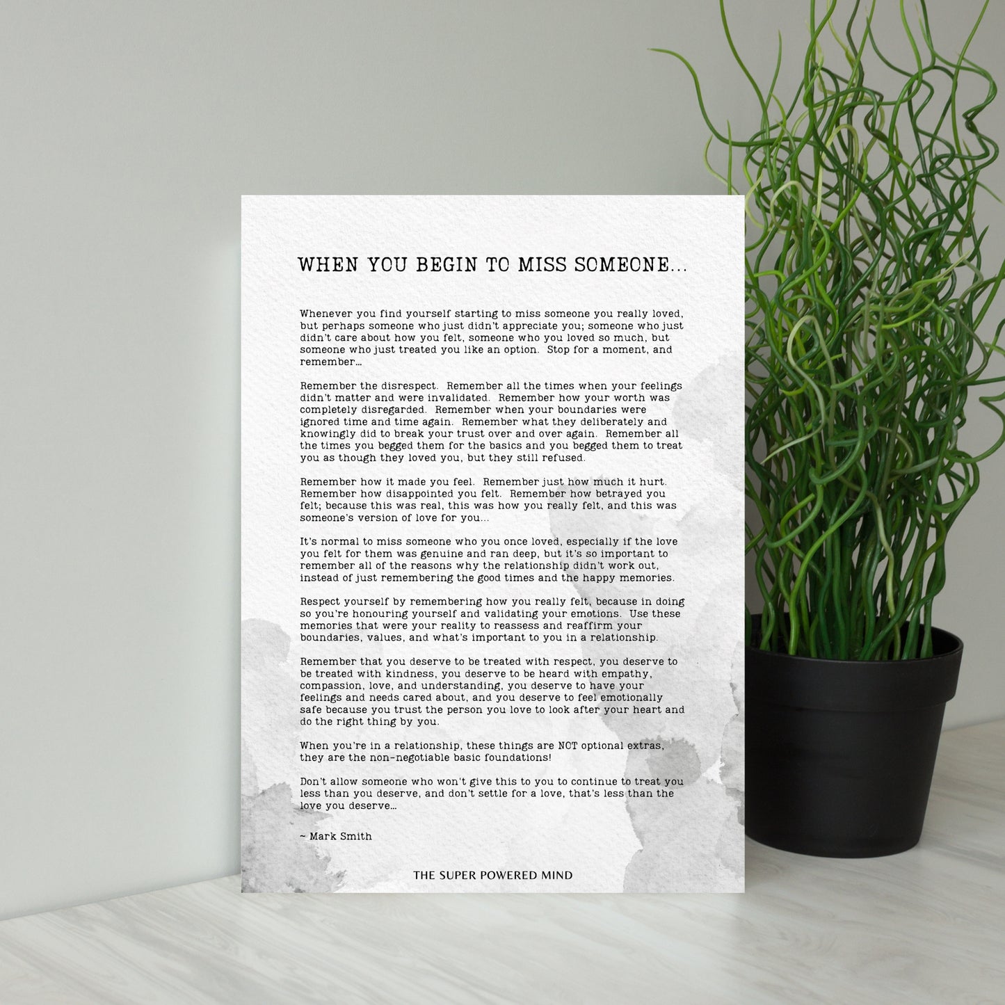 When You Begin To Miss Someone Wall Art Print