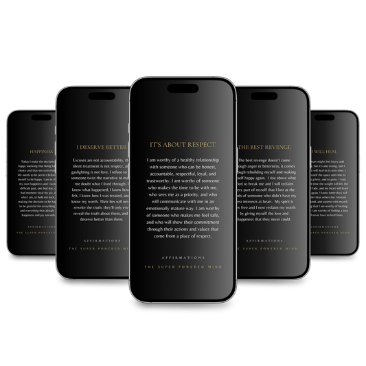 100 Affirmations Phone Wallpapers Black (Digital Download)