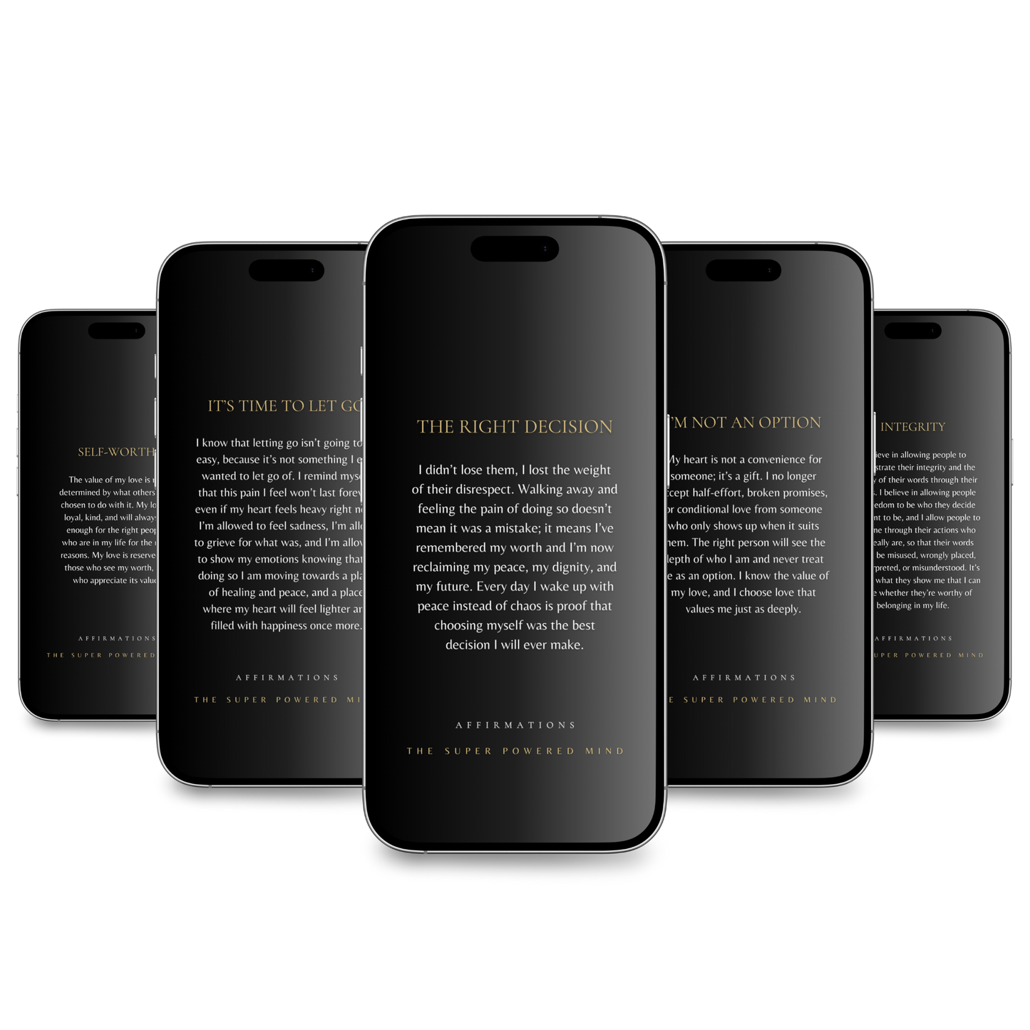 100 Affirmations Phone Wallpapers Black (Digital Download)