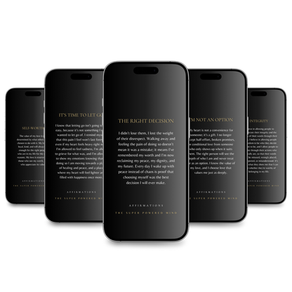 100 Affirmations Phone Wallpapers Black (Digital Download)