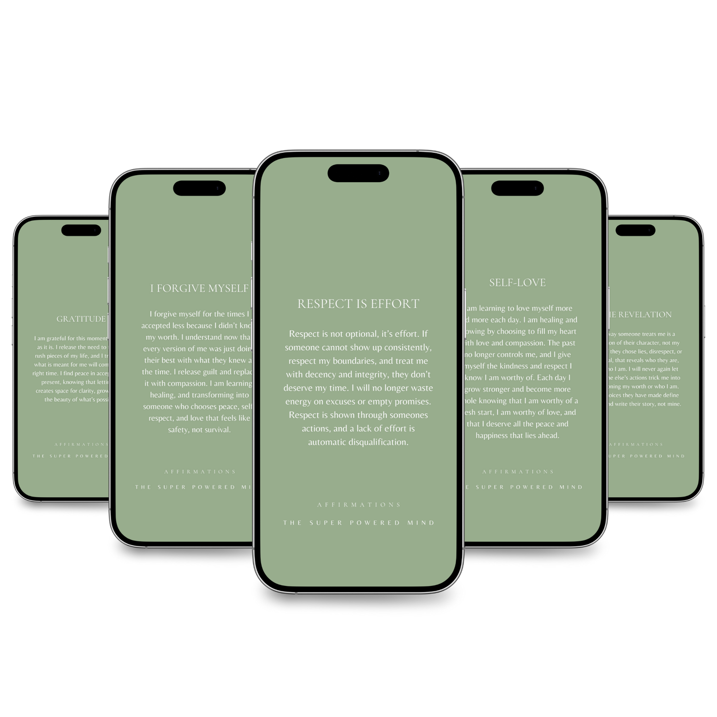 100 Affirmations Phone Wallpapers Sage Green (Digital Download)