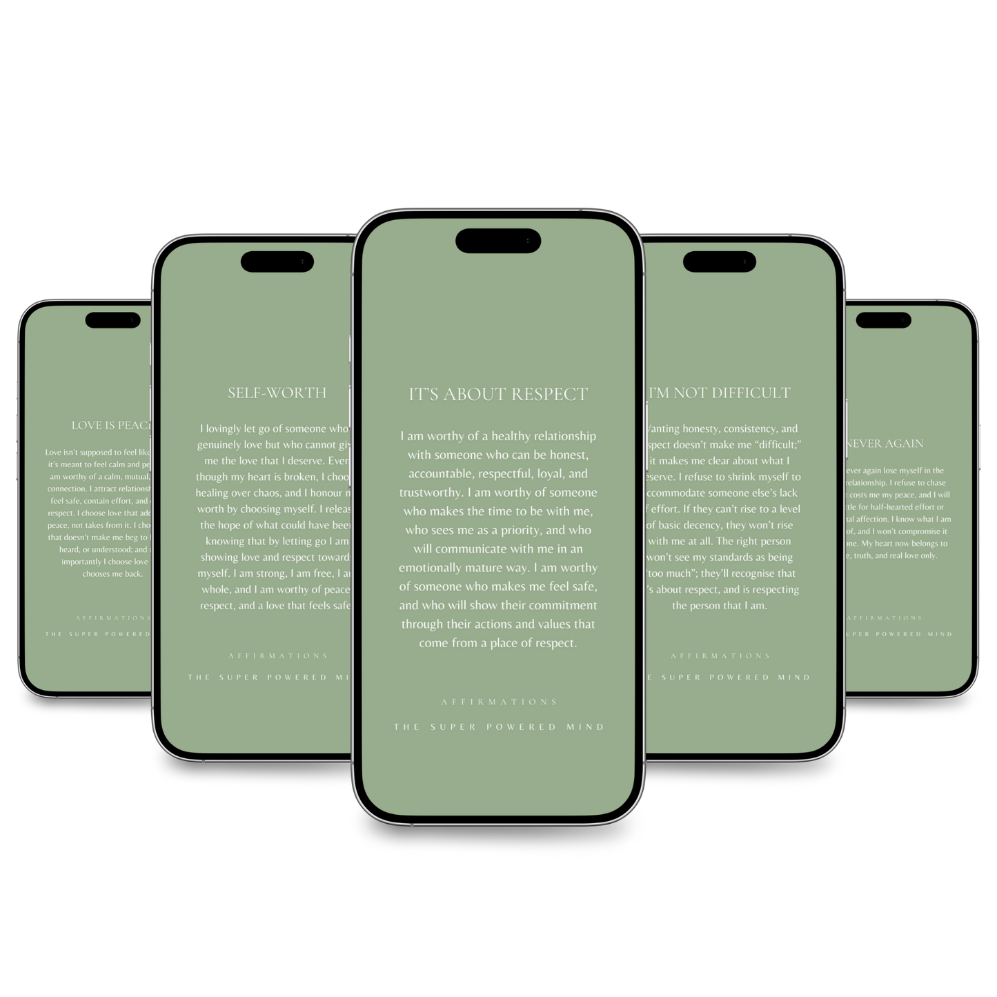 100 Affirmations Phone Wallpapers Sage Green (Digital Download)