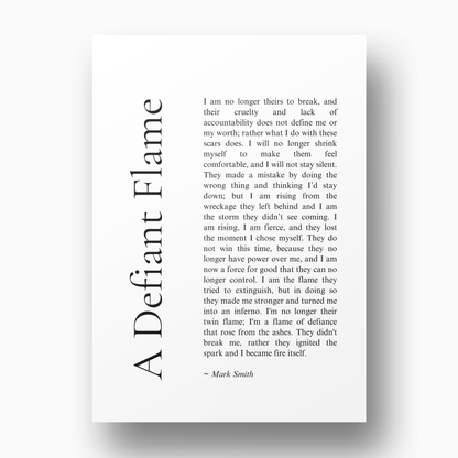A Defiant Flame Affirmation Canvas Wall Art Print