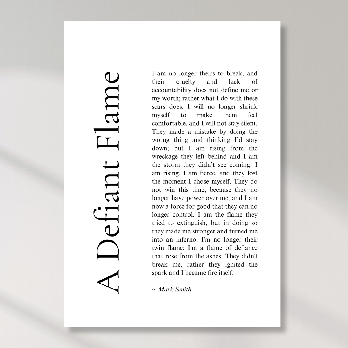 A Defiant Flame Affirmation Canvas Wall Art Print