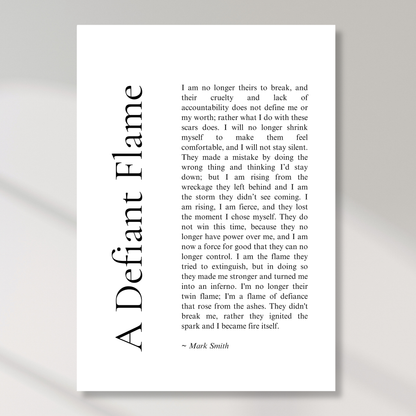 A Defiant Flame Affirmation Canvas Wall Art Print