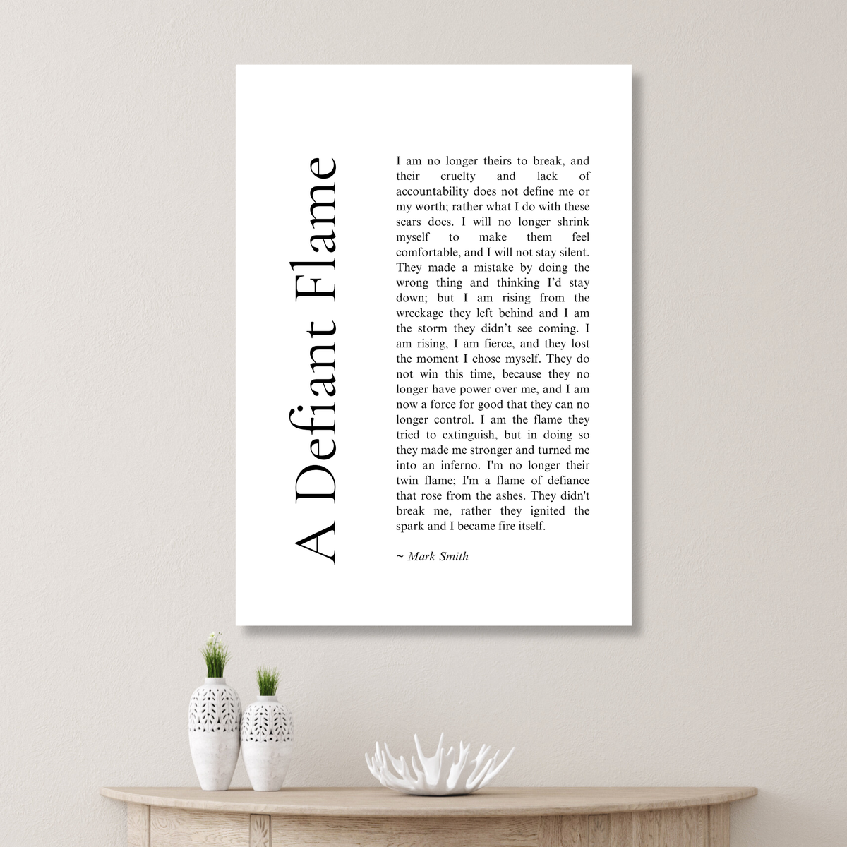 A Defiant Flame Affirmation Canvas Wall Art Print