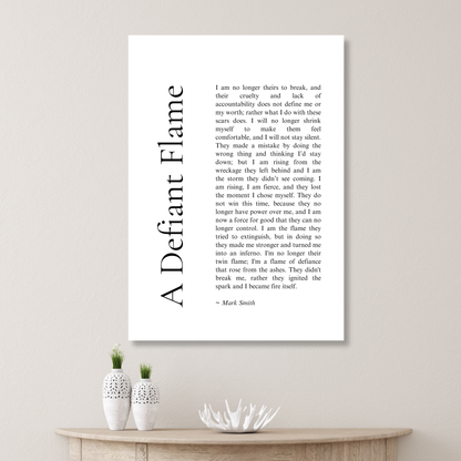 A Defiant Flame Affirmation Canvas Wall Art Print