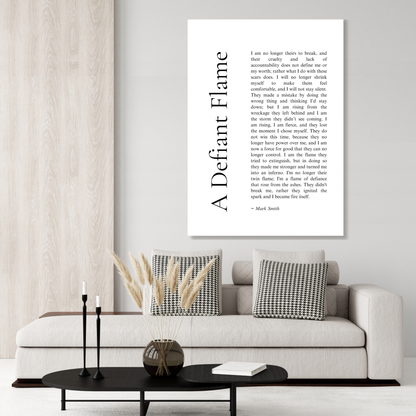 A Defiant Flame Affirmation Canvas Wall Art Print