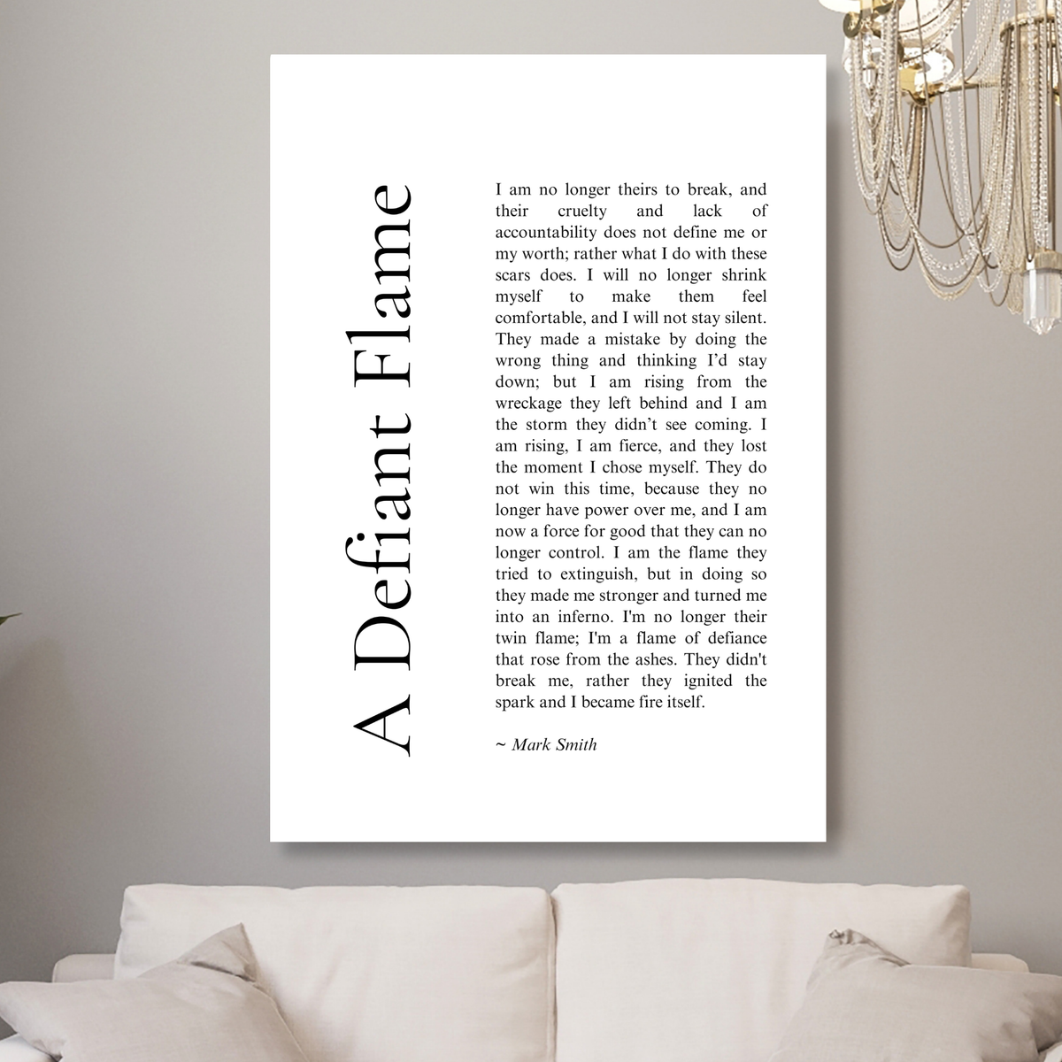 A Defiant Flame Affirmation Canvas Wall Art Print