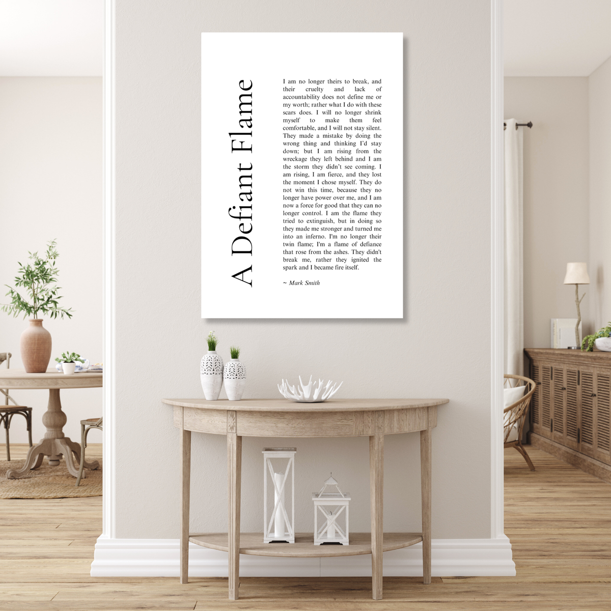 A Defiant Flame Affirmation Canvas Wall Art Print