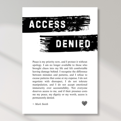 Access Denied Affirmation Canvas Wall Art Print