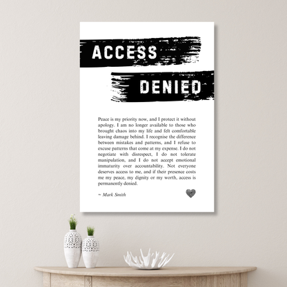 Access Denied Affirmation Canvas Wall Art Print