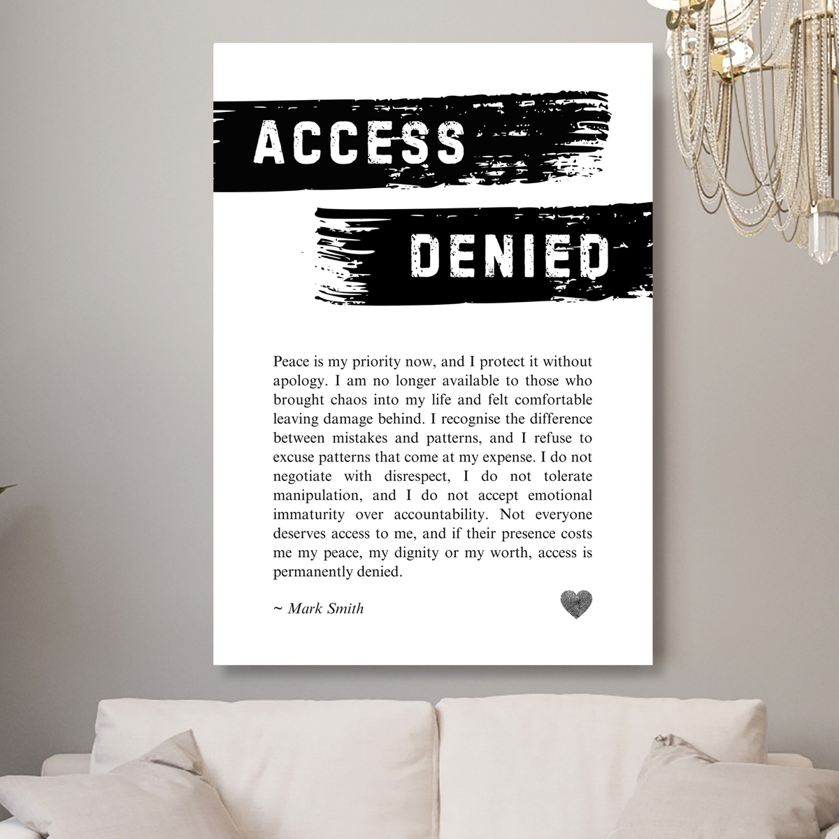 Access Denied Affirmation Canvas Wall Art Print