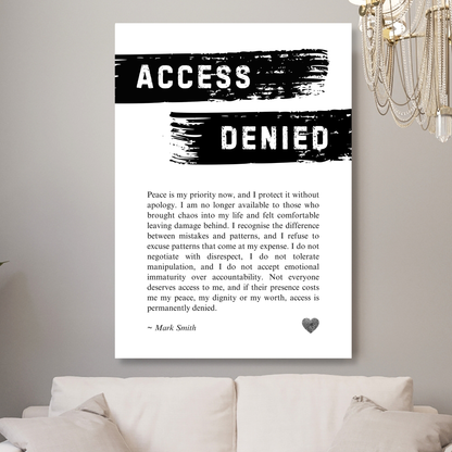 Access Denied Affirmation Canvas Wall Art Print