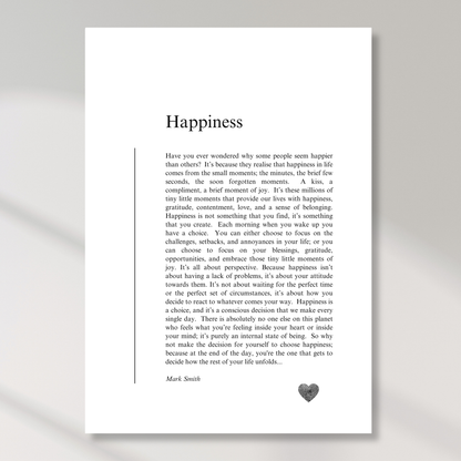 Happiness Canvas Wall Art Print