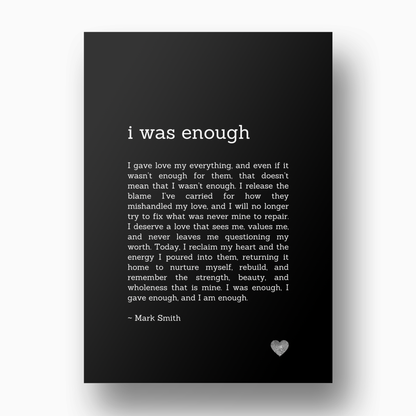I Was Enough Affirmation Canvas Wall Art Print