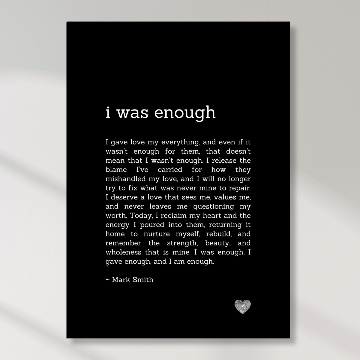 I Was Enough Affirmation Canvas Wall Art Print