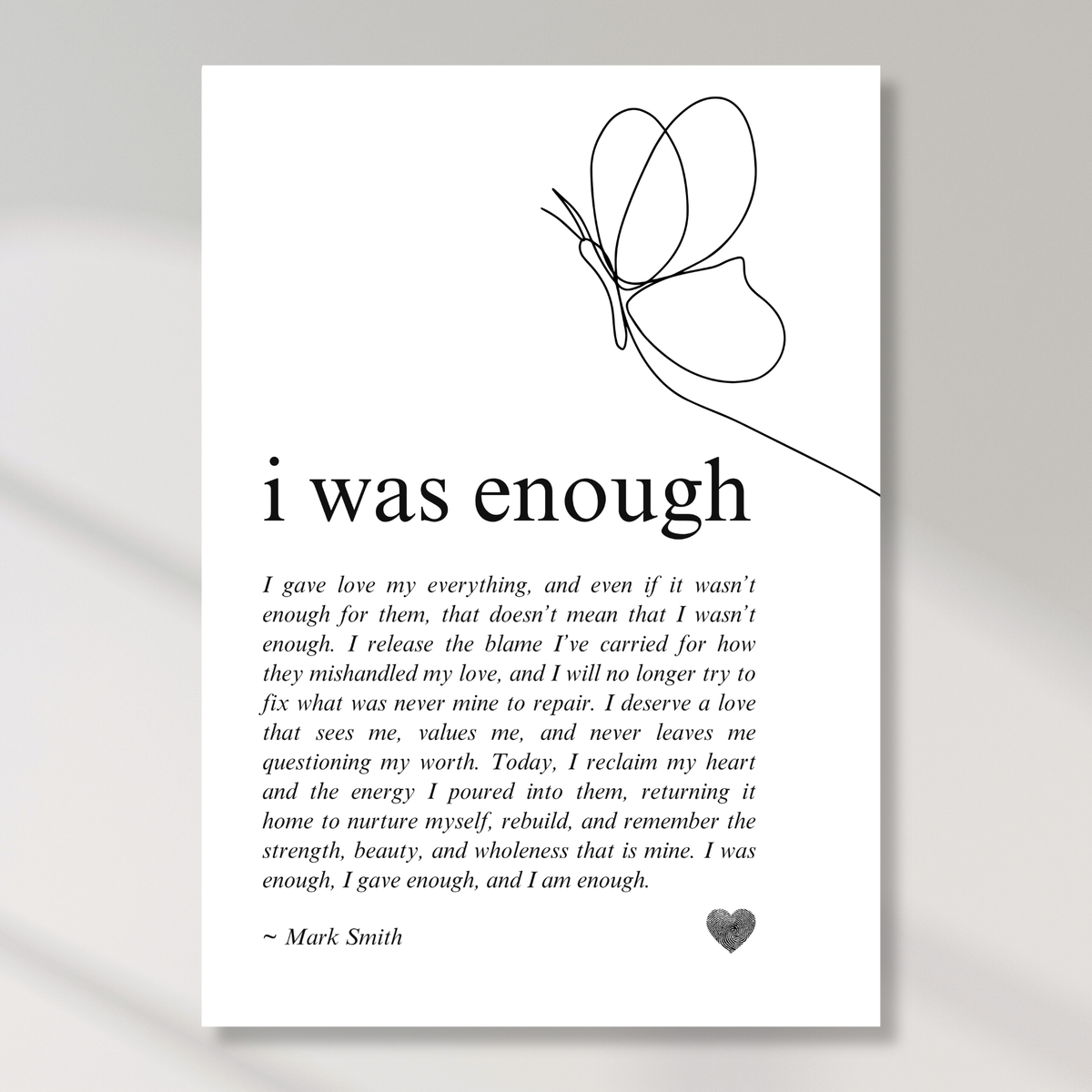 I Was Enough Affirmation Canvas Wall Art Print