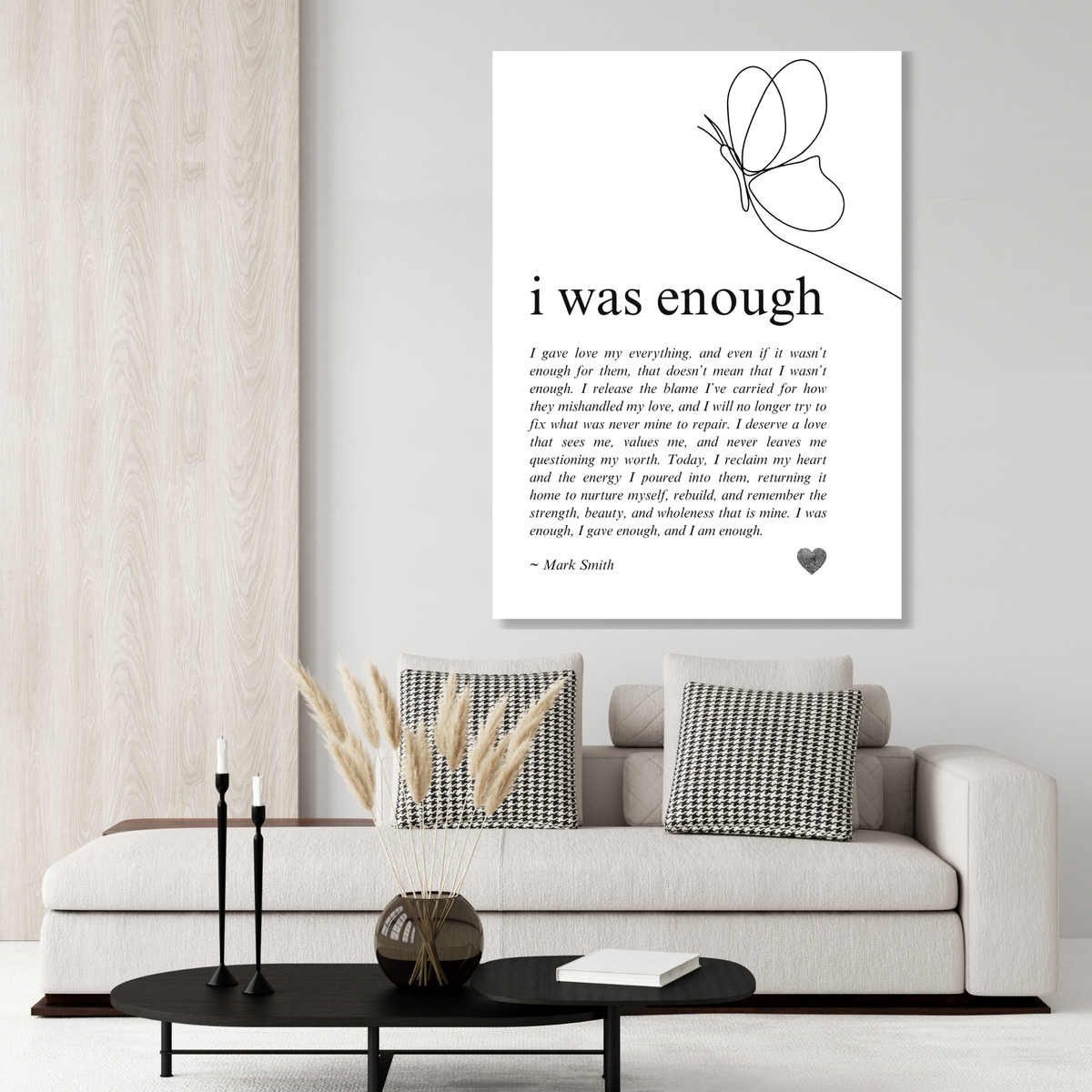 I Was Enough Affirmation Canvas Wall Art Print