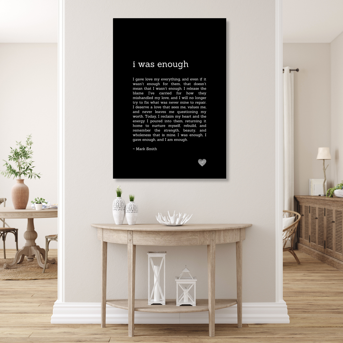 I Was Enough Affirmation Canvas Wall Art Print