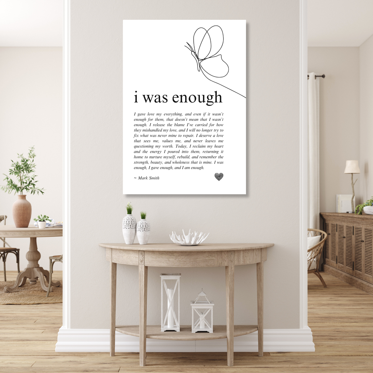 I Was Enough Affirmation Canvas Wall Art Print