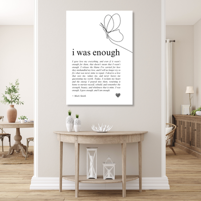 I Was Enough Affirmation Canvas Wall Art Print