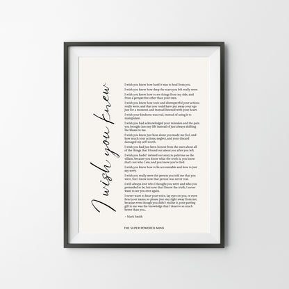 I Wish You Knew (Beige) Wall Art Print