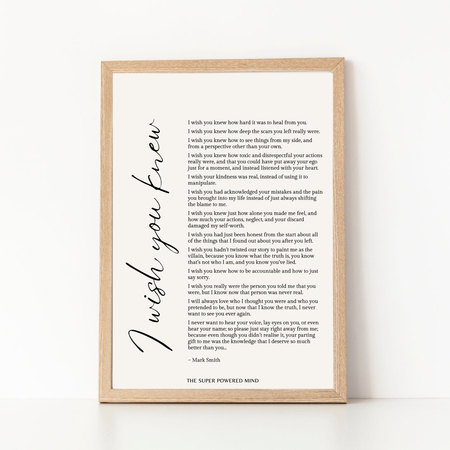 I Wish You Knew (Beige) Wall Art Print