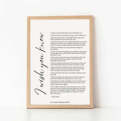 I Wish You Knew (Beige) Wall Art Print