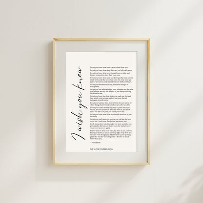 I Wish You Knew (Beige) Wall Art Print