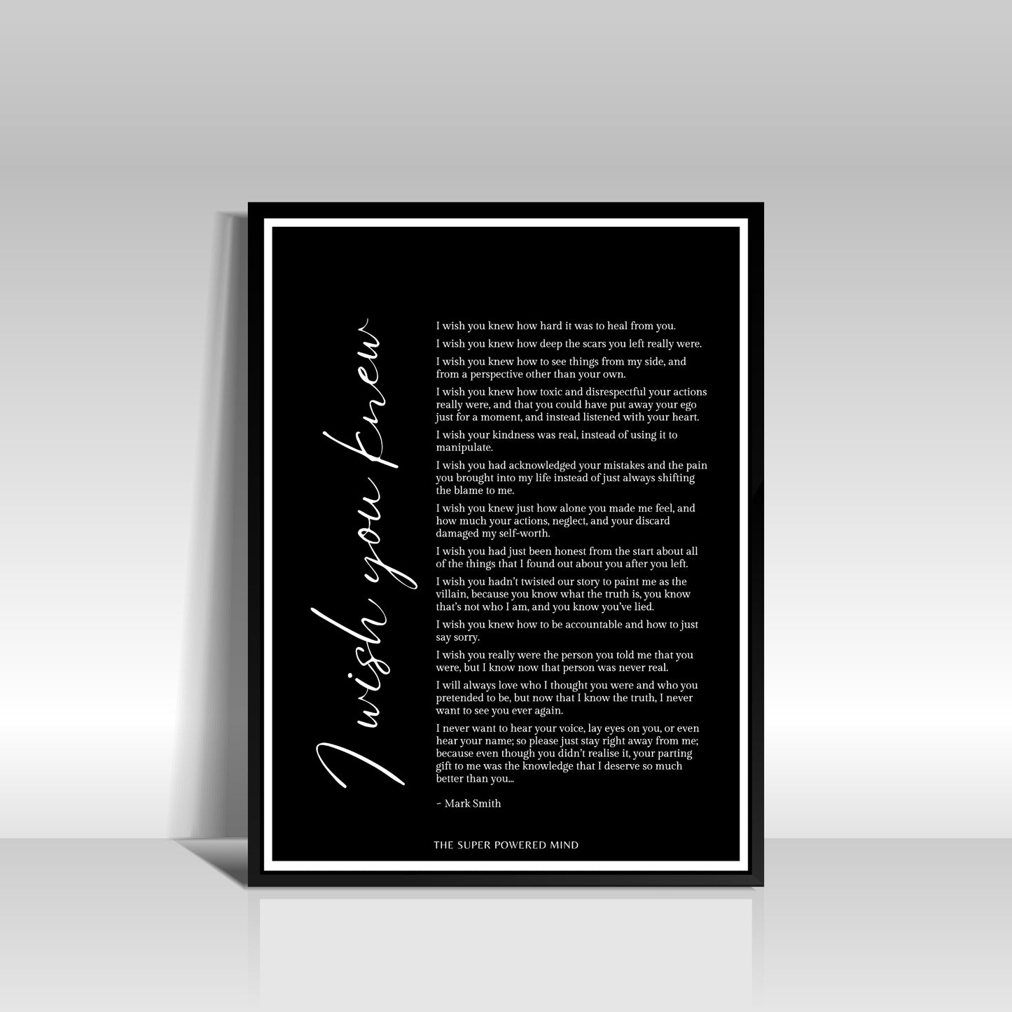 I Wish You Knew (Black) Wall Art Print